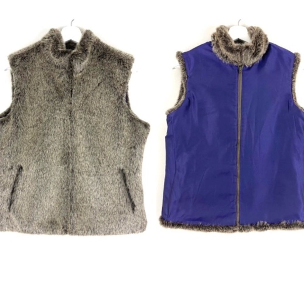 J. McLaughlin Faux Fur Vest Reversible